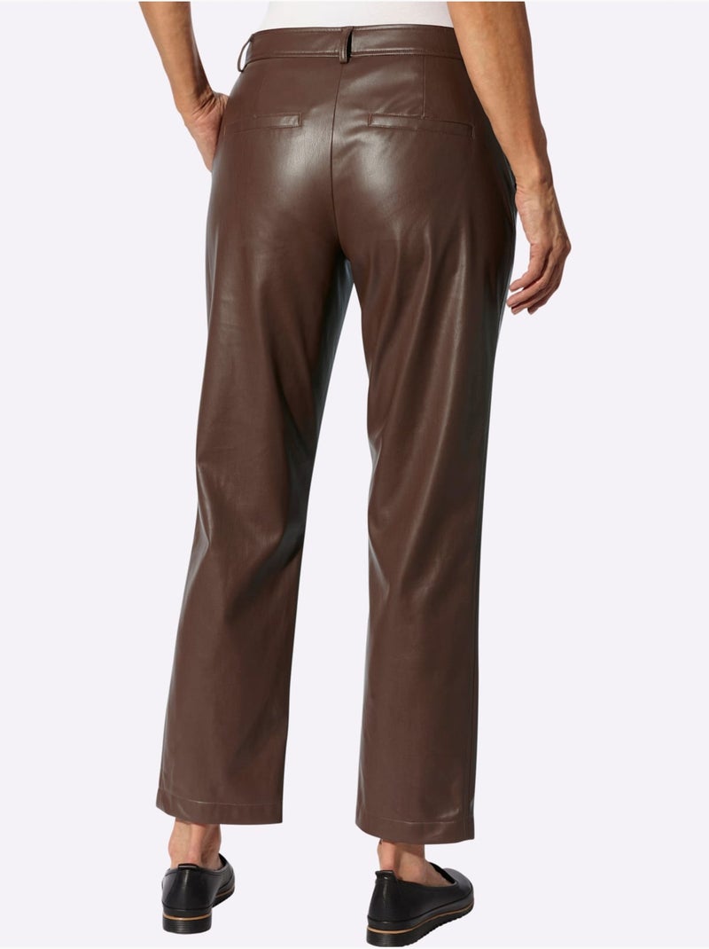Pantalon en synthétique imitation cuir souple - taille standard - witt Marron/Choco - Kiabi