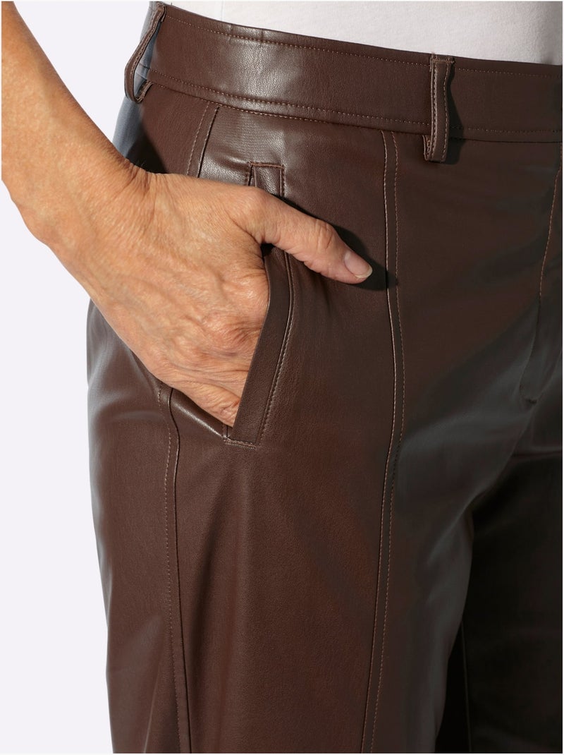 Pantalon en synthétique imitation cuir souple - taille standard - witt Marron/Choco - Kiabi