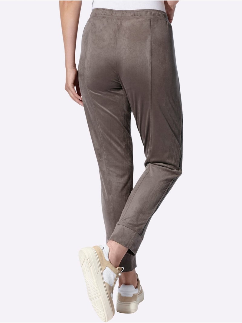 Pantalon en synthétique imitation cuir velours douce - taille standard - helline Gris taupe - Kiabi
