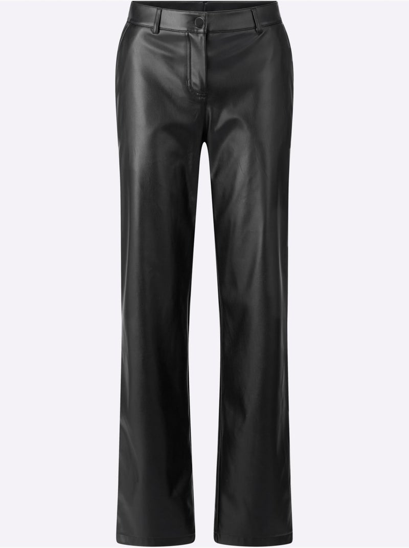 Pantalon En Synthétique Jambes Larges Mode - Taille Standard - Witt Noir - Kiabi