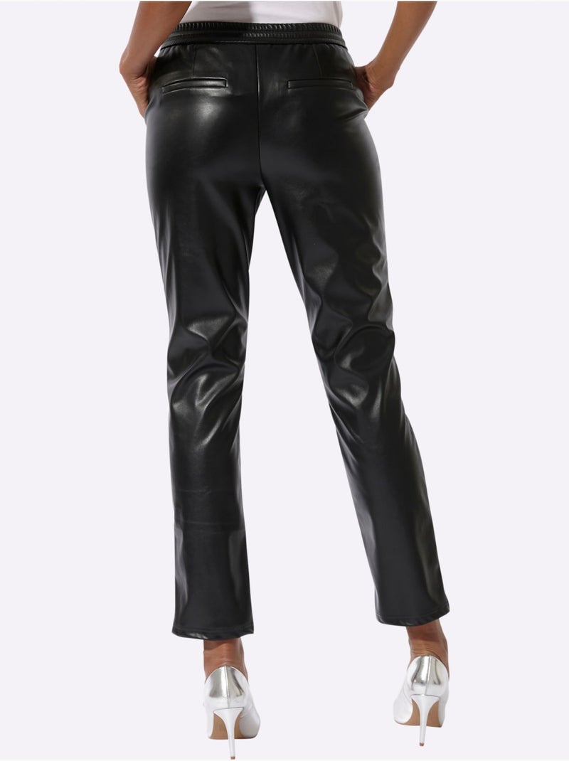 Pantalon en synthétique synthétique joliment brillant - taille standard - helline Noir - Kiabi