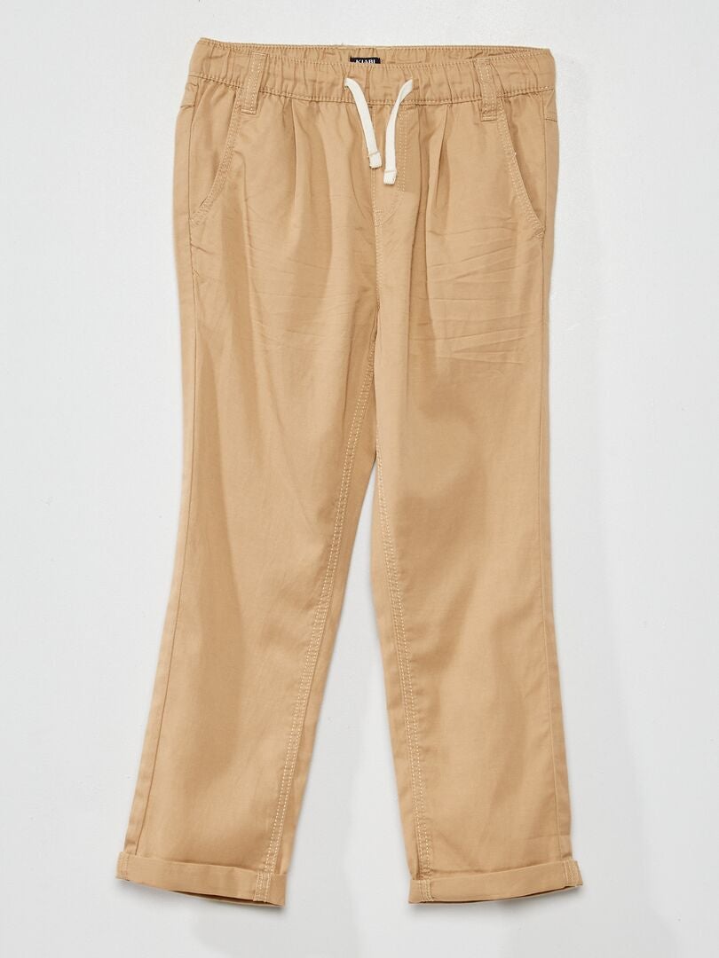 Pantalon en tencel avec taille élastique Beige - Kiabi