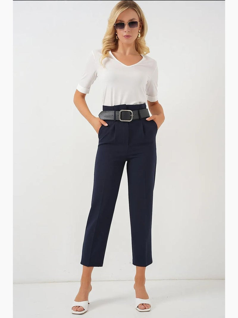 Pantalon en tissu ceinturé bdart Bleu marine - Kiabi