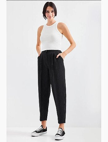 Pantalon en tissu rayé taille haute bdart