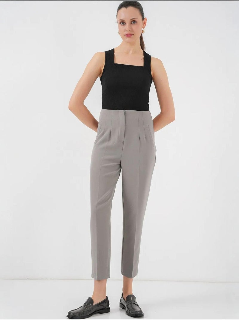Pantalon en tissu taille haute bdart Gris - Kiabi