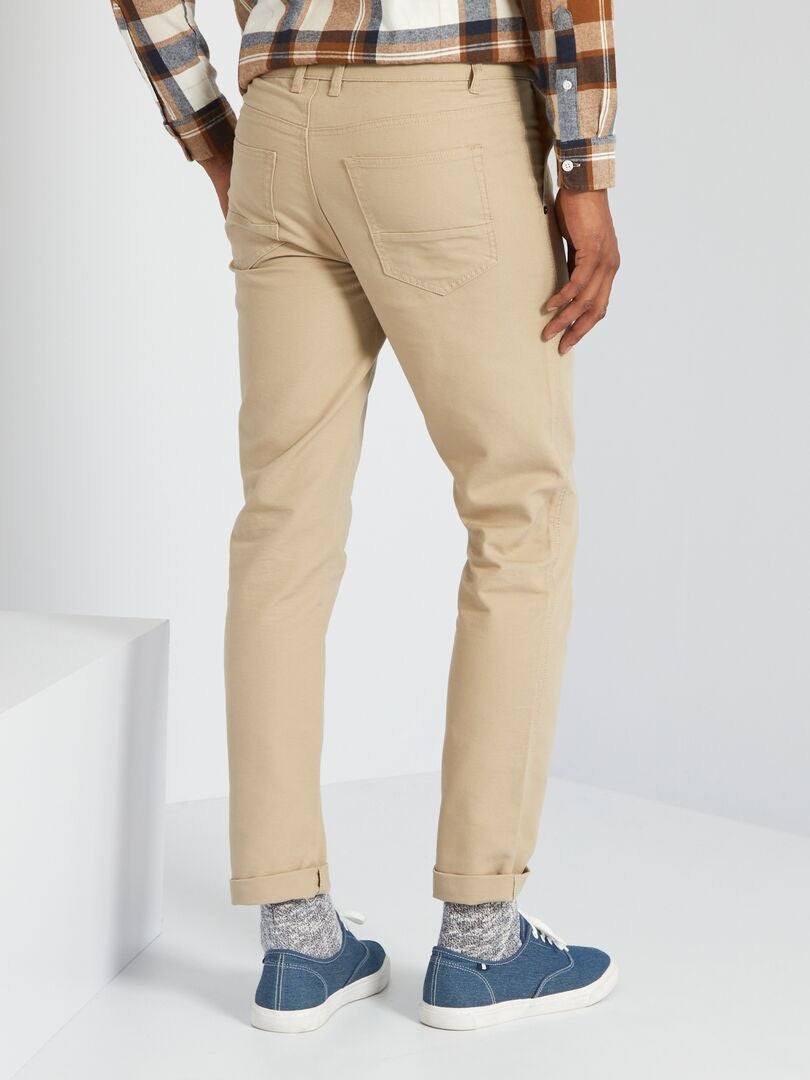 Pantalon En Toile Slim Beige Kiabi