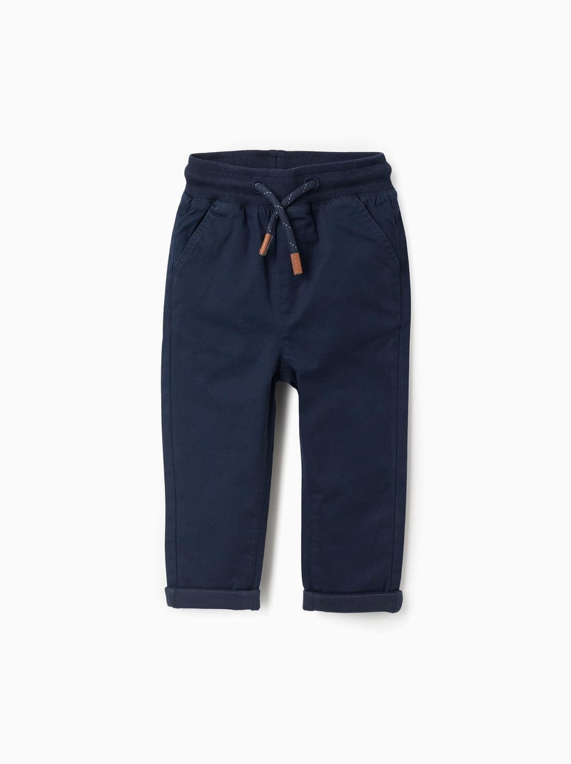 Pantalon en Toile avec Doublure en Jersey Bleu foncé - Kiabi