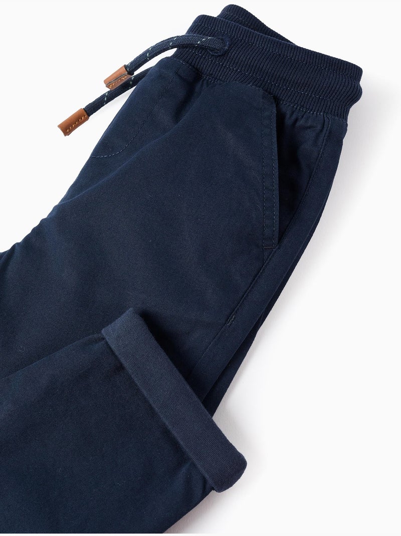 Pantalon en Toile avec Doublure en Jersey Bleu foncé - Kiabi