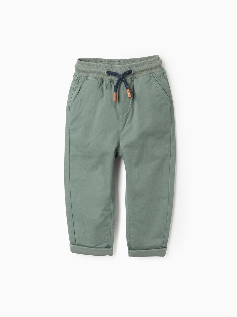 Pantalon en Toile avec Doublure en Jersey Vert foncé - Kiabi