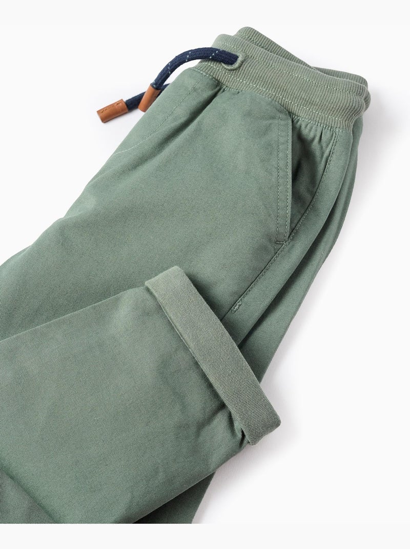 Pantalon en Toile avec Doublure en Jersey Vert foncé - Kiabi