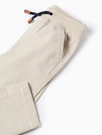 Pantalon en Toile avec Taille Élastique et Cordon