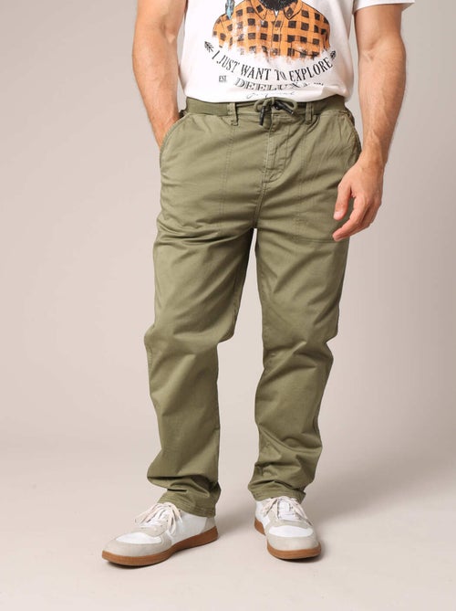 Pantalon en toile de coton, coupe droite  'Deeluxe' - Kiabi