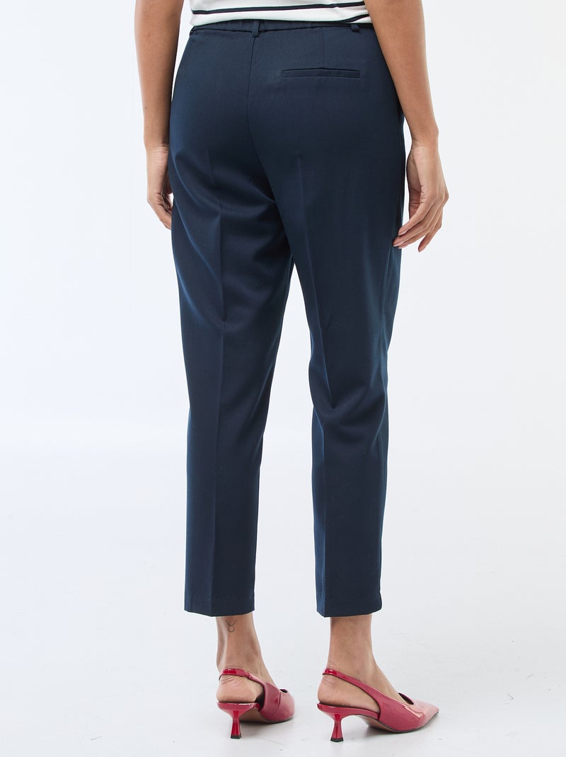 Pantalon en toile lourde à coupe cigarette pour femme Bleu - Kiabi