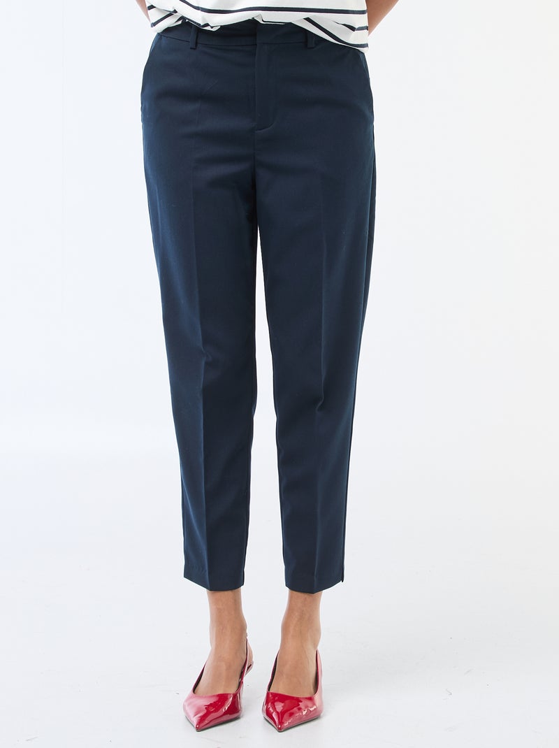 Pantalon en toile lourde à coupe cigarette pour femme Bleu - Kiabi