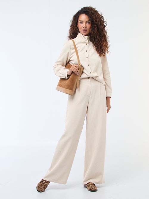 Pantalon en toile lourde à coupe large pour femme - Kiabi Pantalon en toile lourde à coupe large pour femme - Kiabi