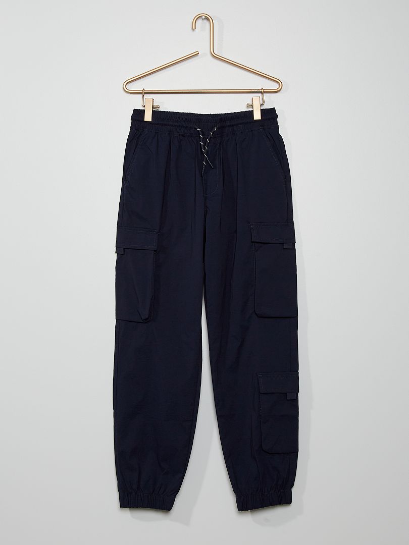 Pantalon en toile multipoches bleu marine - Kiabi