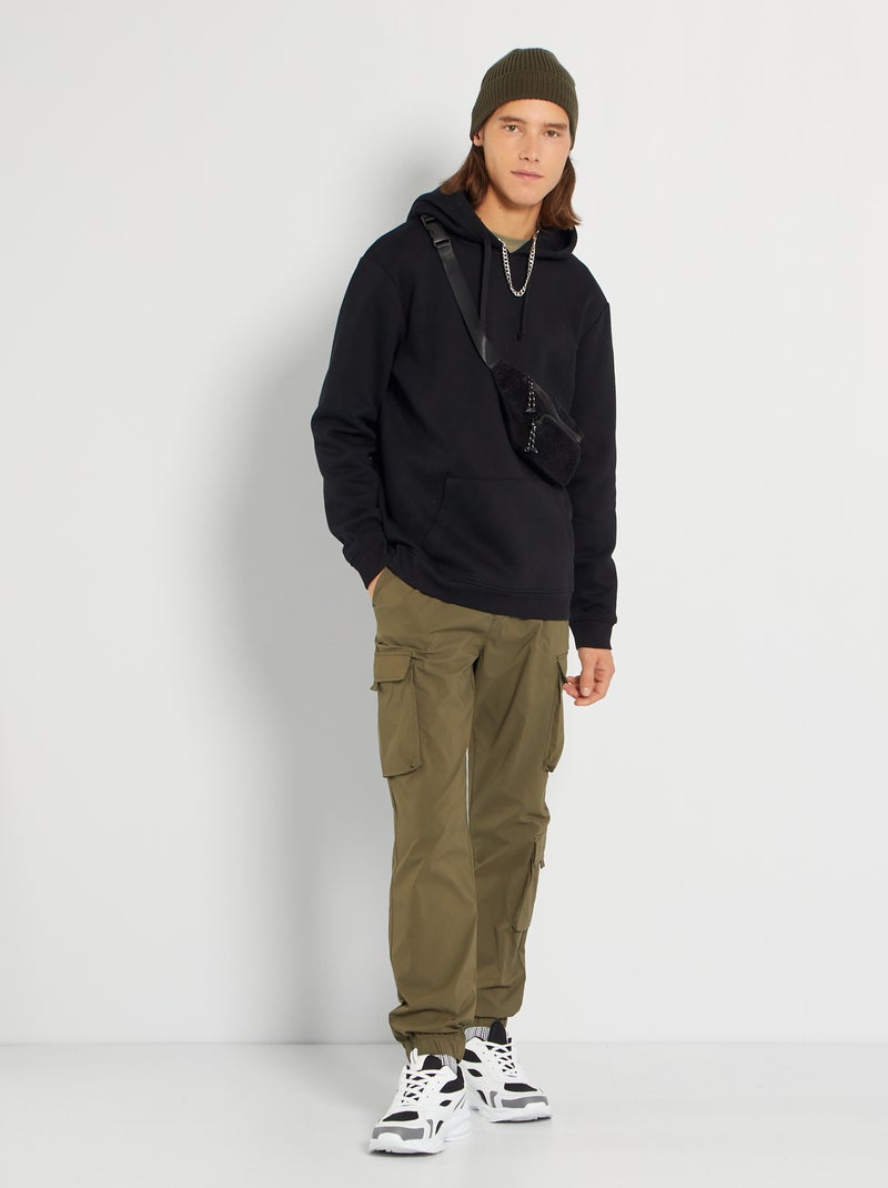 Pantalon en toile multipoches kaki - Kiabi