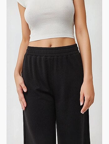 Pantalon en tricot à jambes larges avec taille élastique hiccup