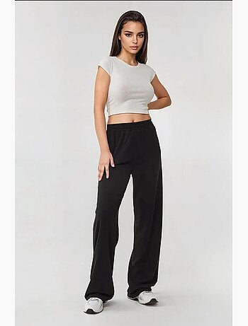 Pantalon en tricot à jambes larges avec taille élastique hiccup