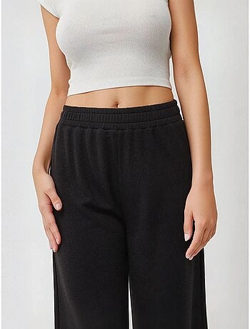 Pantalon en tricot à jambes larges avec taille élastique