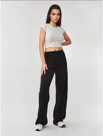 Pantalon en tricot à jambes larges avec taille élastique