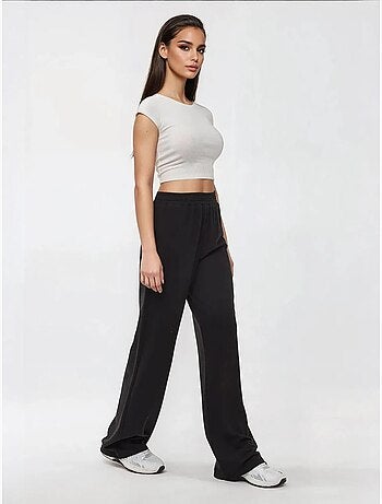 Pantalon en tricot à jambes larges avec taille élastique