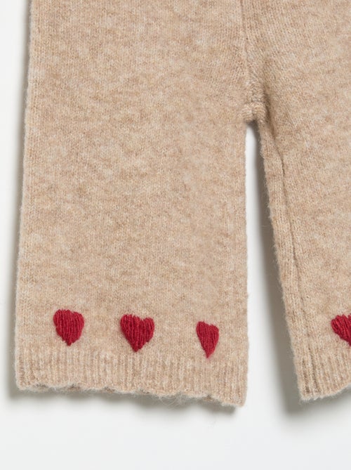 Pantalon en tricot avec broderies - Kiabi Pantalon en tricot avec broderies - Kiabi