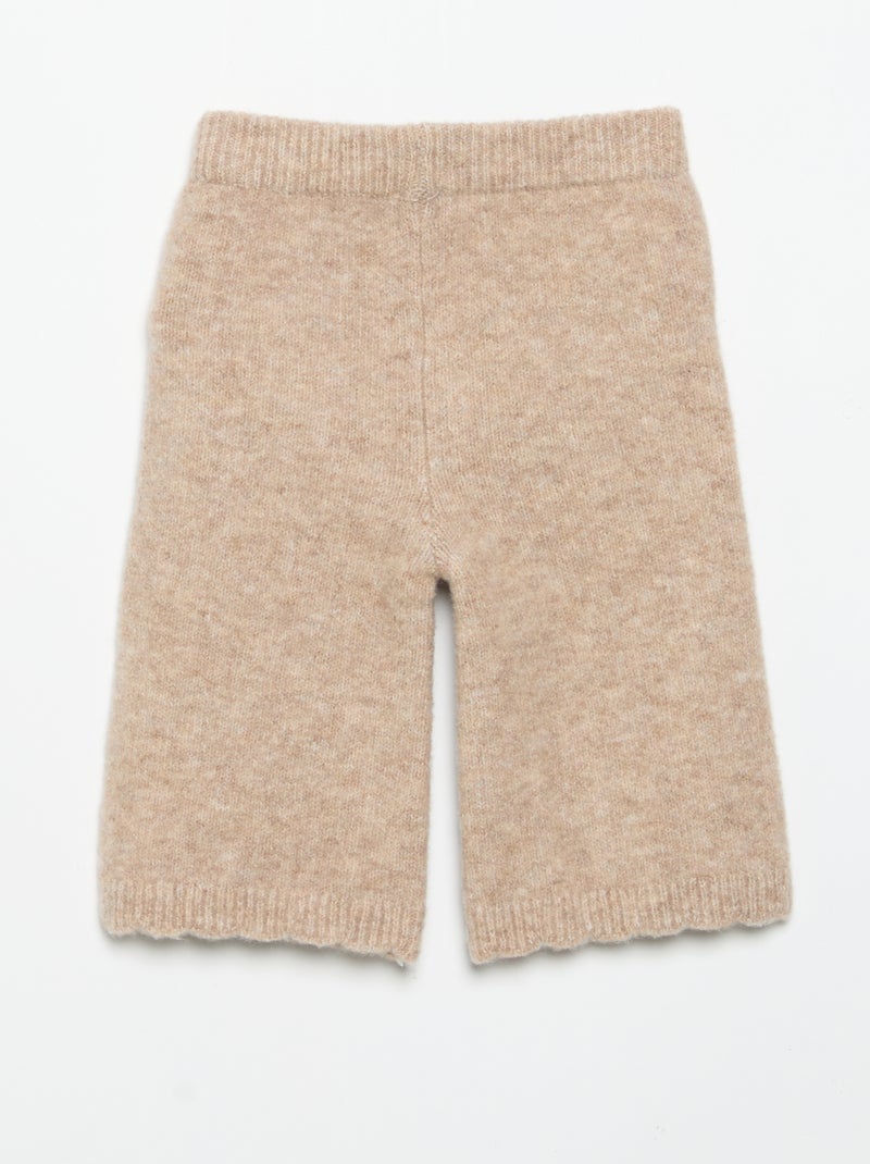 Pantalon en tricot avec broderies Beige - Kiabi