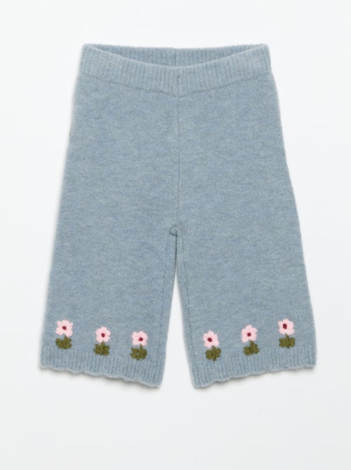 Pantalon en tricot avec broderies - Kiabi