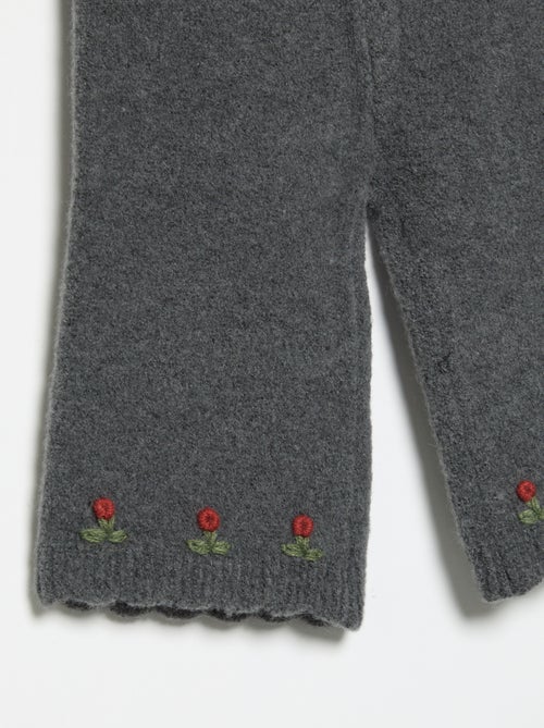 Pantalon en tricot avec broderies - Kiabi