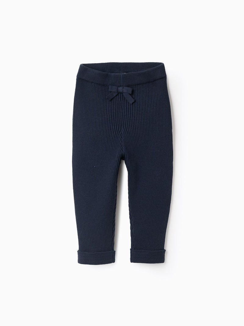 Pantalon en Tricot avec Nœud Bleu foncé - Kiabi
