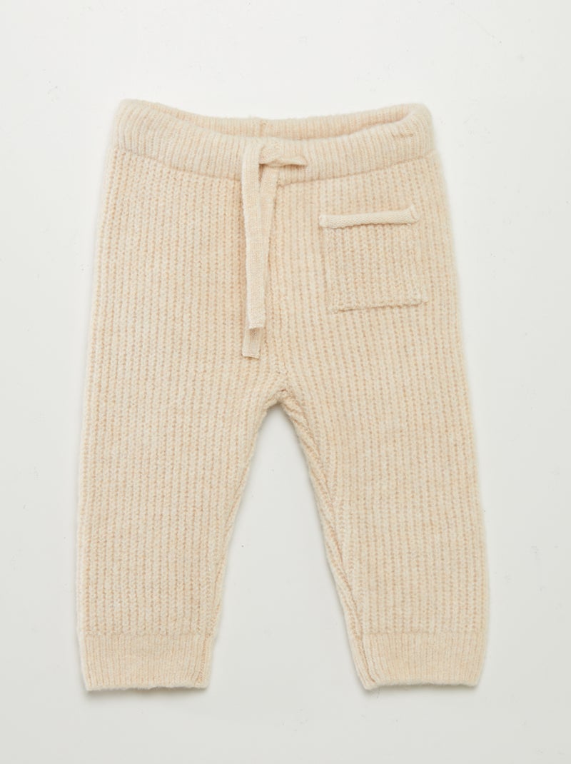 Pantalon en tricot avec poche Beige - Kiabi