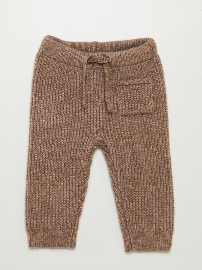 Pantalon en tricot avec poche Marron - Kiabi