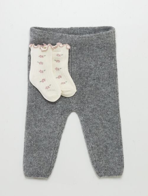 Pantalon en tricot + chaussettes - 2 pièces - Kiabi