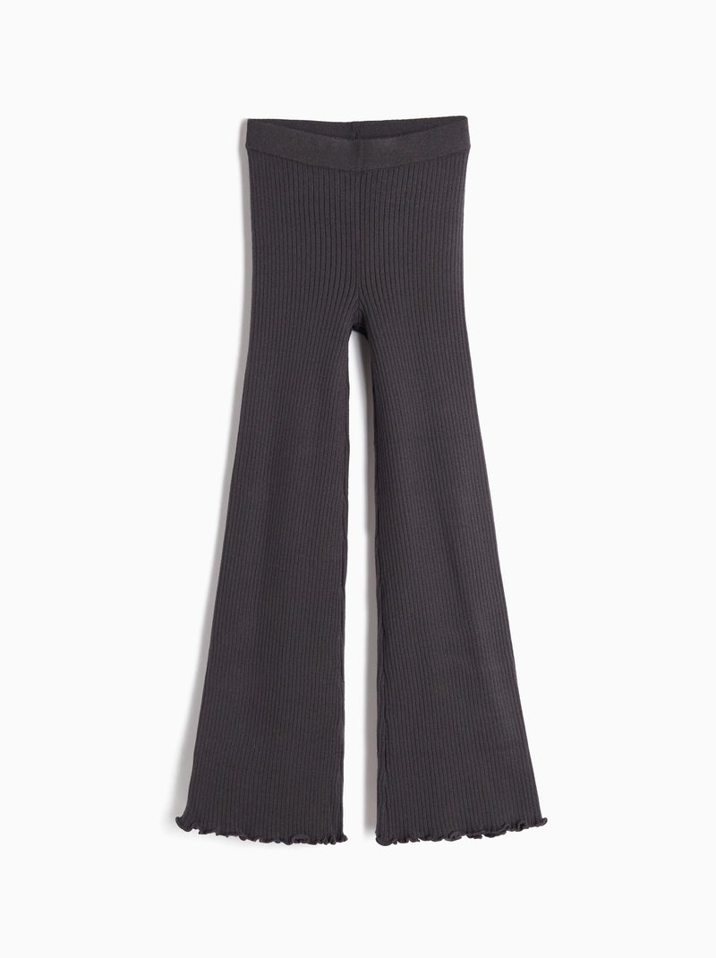 Pantalon en tricot côtelé Gris - Kiabi