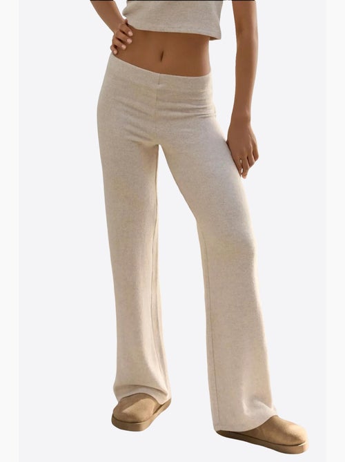 Pantalon en tricot doux et texturé à taille élastique hiccup - Kiabi