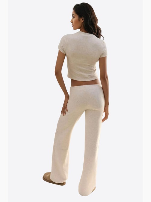 Pantalon en tricot doux et texturé à taille élastique hiccup - Kiabi
