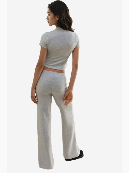 Pantalon en tricot doux et texturé à taille élastique hiccup - Kiabi