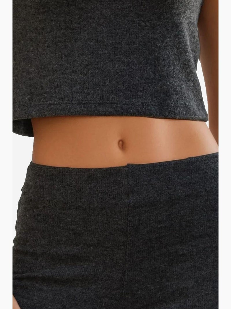 Pantalon en tricot doux et texturé à taille élastique hiccup Gris foncé - Kiabi