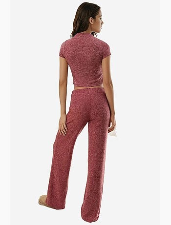 Pantalon en tricot doux et texturé à taille élastique hiccup