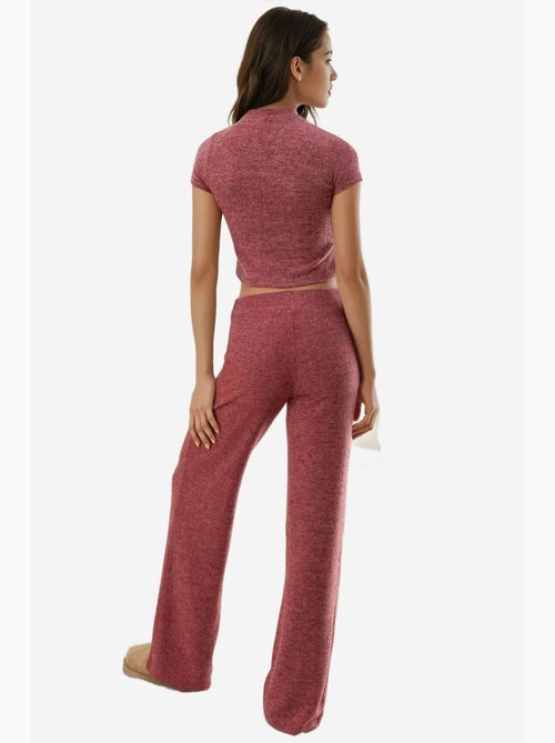 Pantalon en tricot doux et texturé à taille élastique hiccup - Kiabi