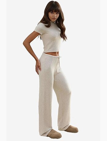 Pantalon en tricot doux et texturé avec cordons hiccup