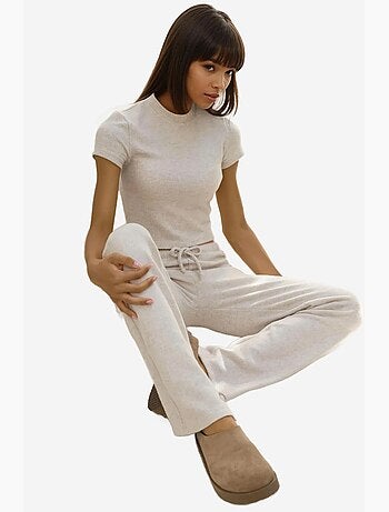 Pantalon en tricot doux et texturé avec cordons hiccup