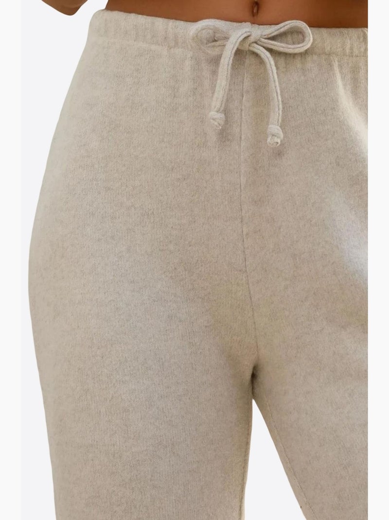 Pantalon en tricot doux et texturé avec cordons hiccup Crème - Kiabi