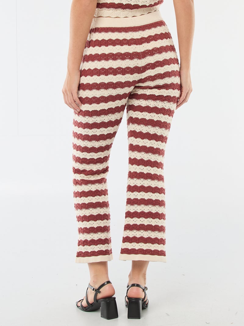 Pantalon en tricot fantaisie à coupe flare pour femme Beige/marron - Kiabi