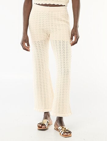 Pantalon en tricot fantaisie à coupe flare pour femme