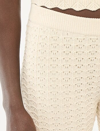 Pantalon en tricot fantaisie à coupe flare pour femme