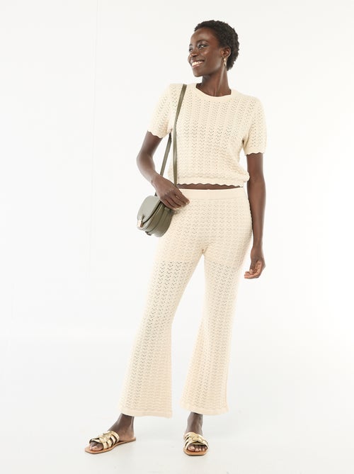 Pantalon en tricot fantaisie pour femme à coupe flare - Kiabi