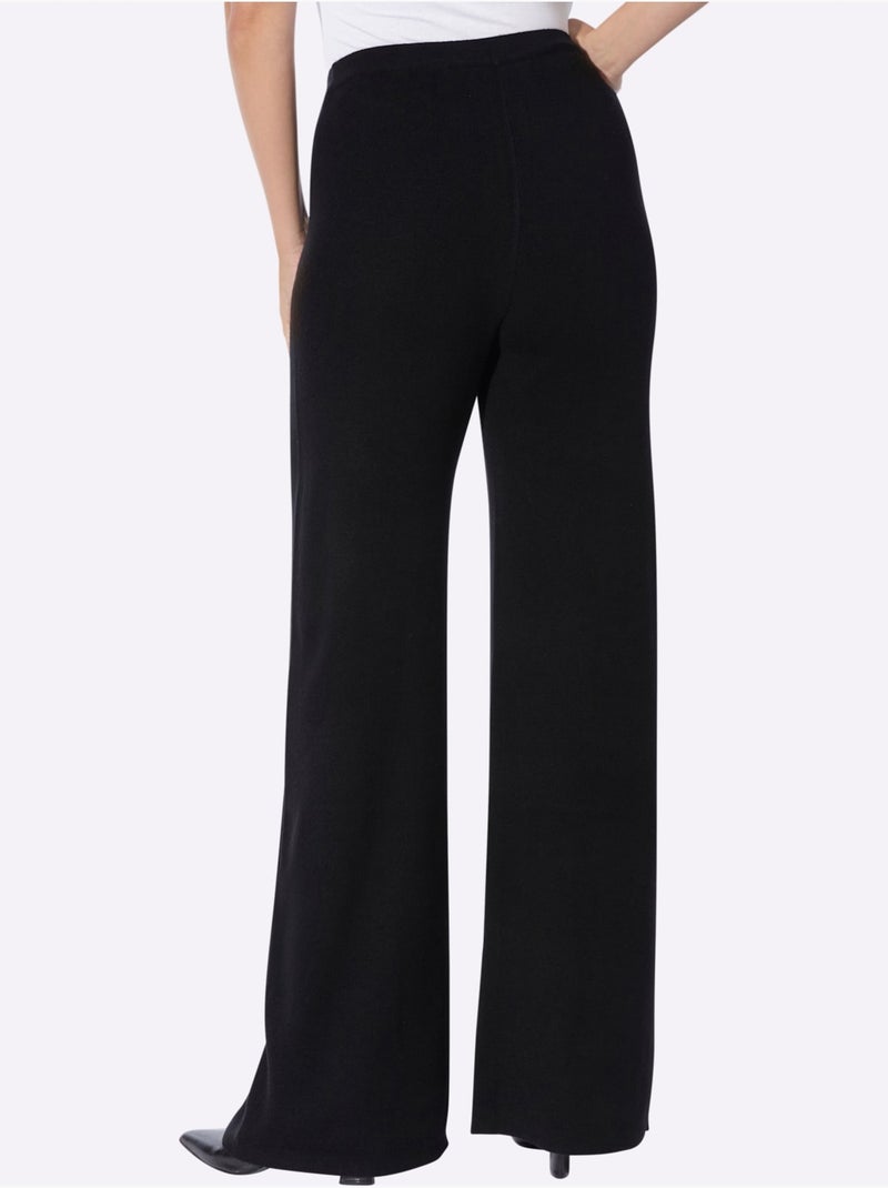 Pantalon en tricot mélange de viscose doux - Taille standard - helline Noir - Kiabi