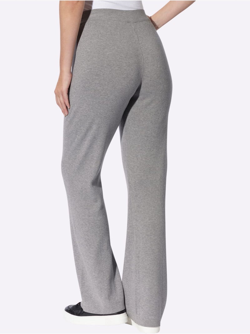 Pantalon en tricot nervures affinantes - taille standard - helline Gris chiné - Kiabi